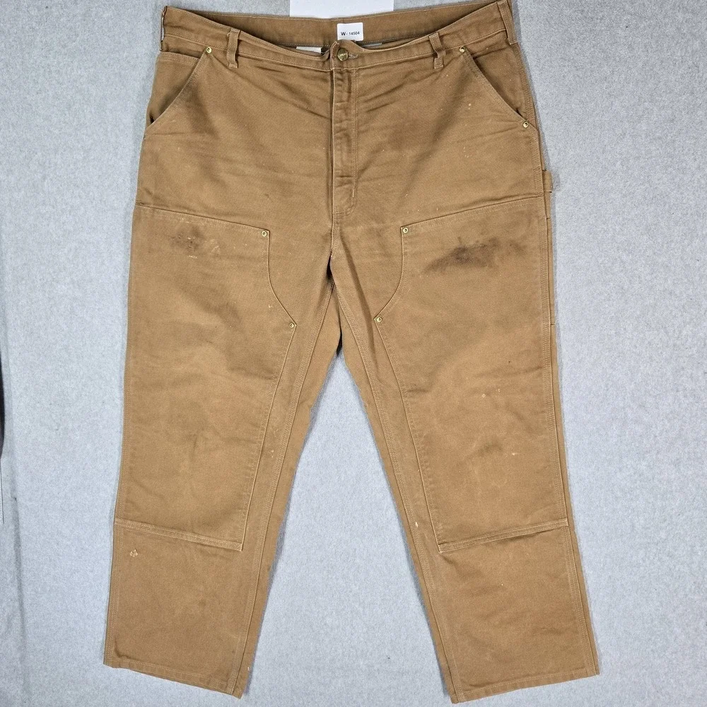 VINTAGE Carhartt Men Pants 40X30 Brown Double Knee Dungaree Made In USA READ